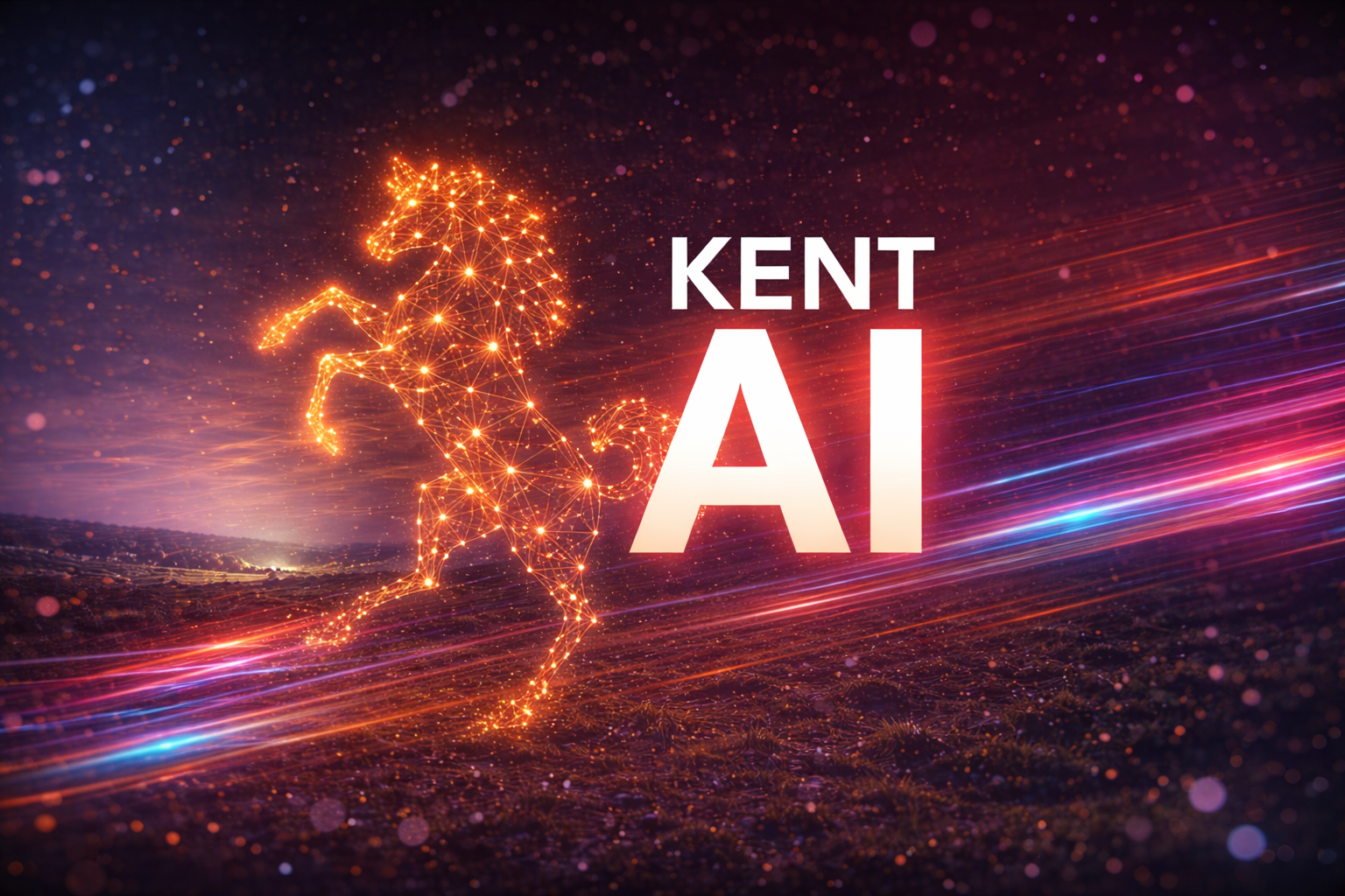 Kent AI — Kent invicta horse made of glowing constellation nodes